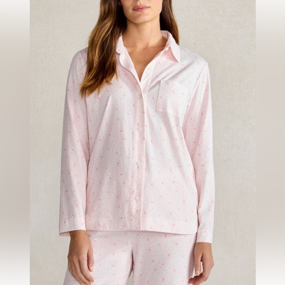 Haven Well WIthin Organic Cotton Pajama Shirt Women's XS Pink Floral TOP ONLY